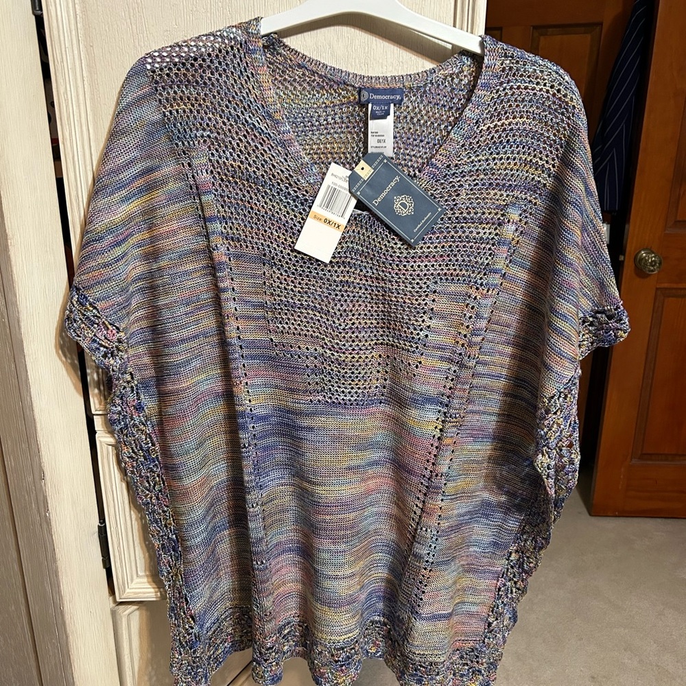 Multicolor Knit Poncho Top